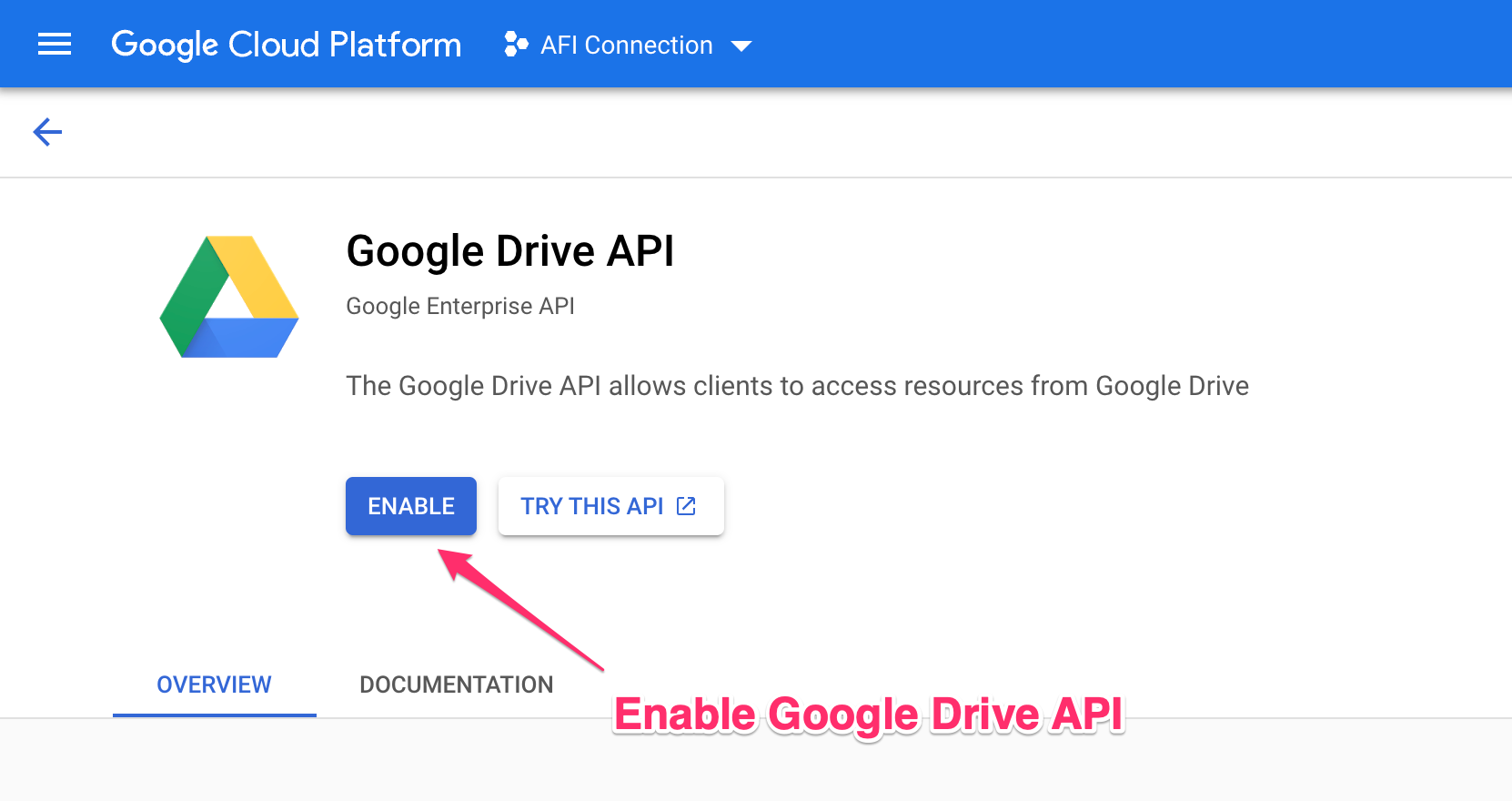 google api - enable google drive api