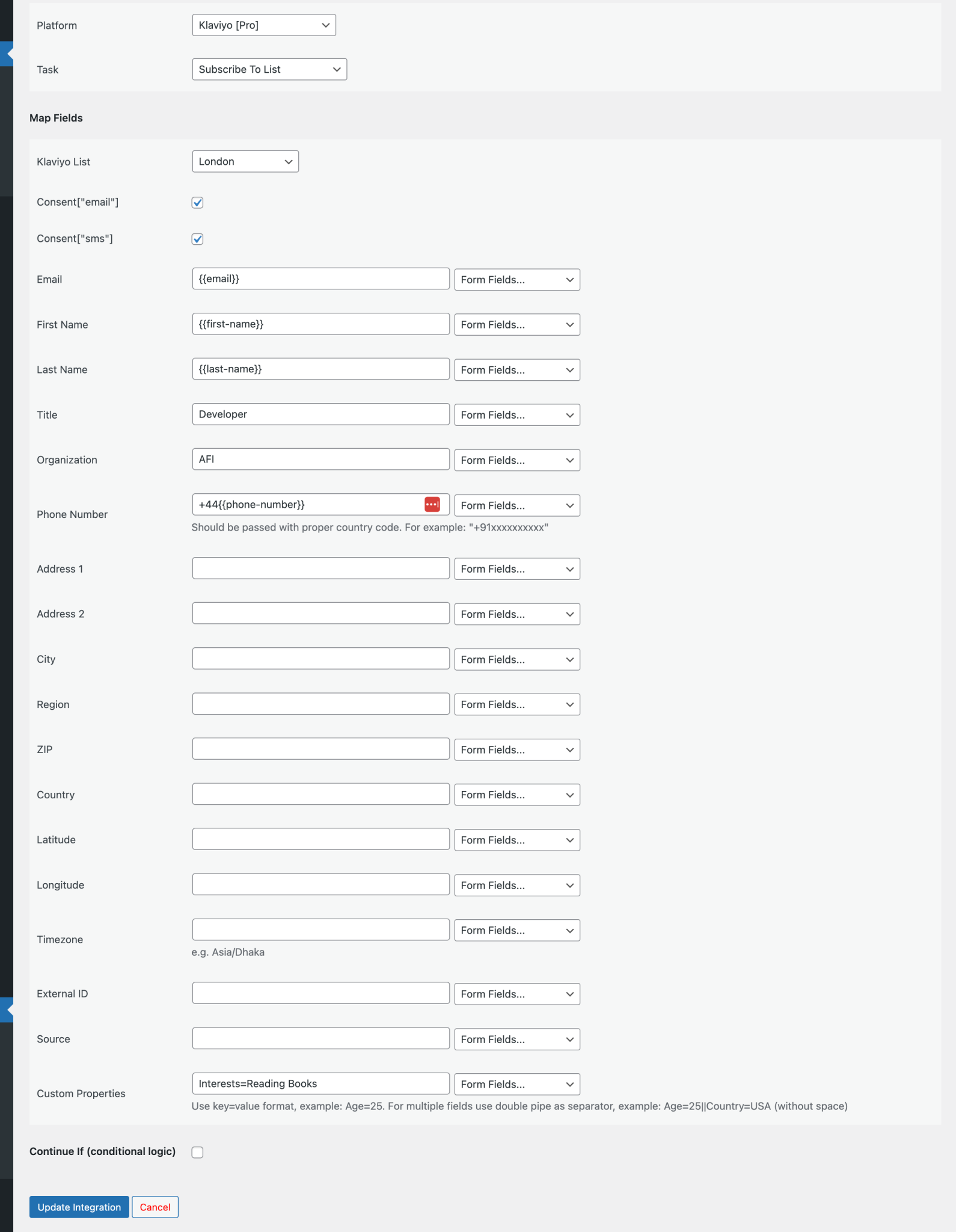 Klaviyo Advanced Form Integration