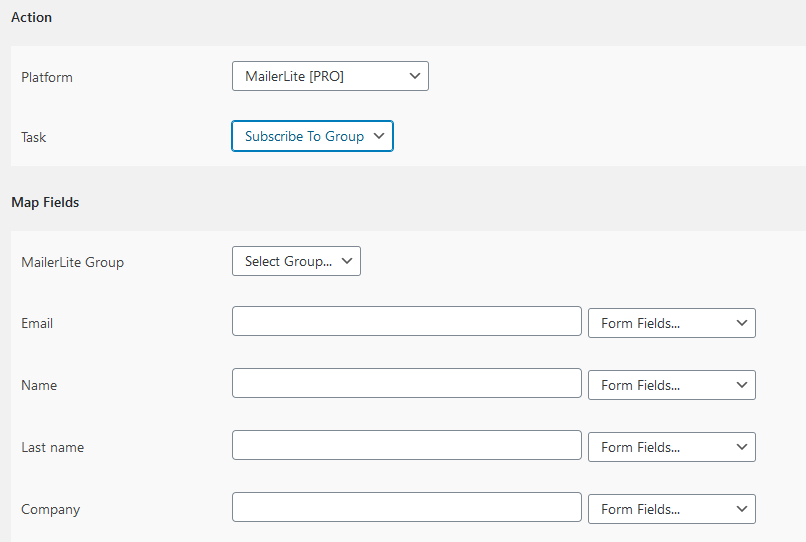 mailerlite - map fields