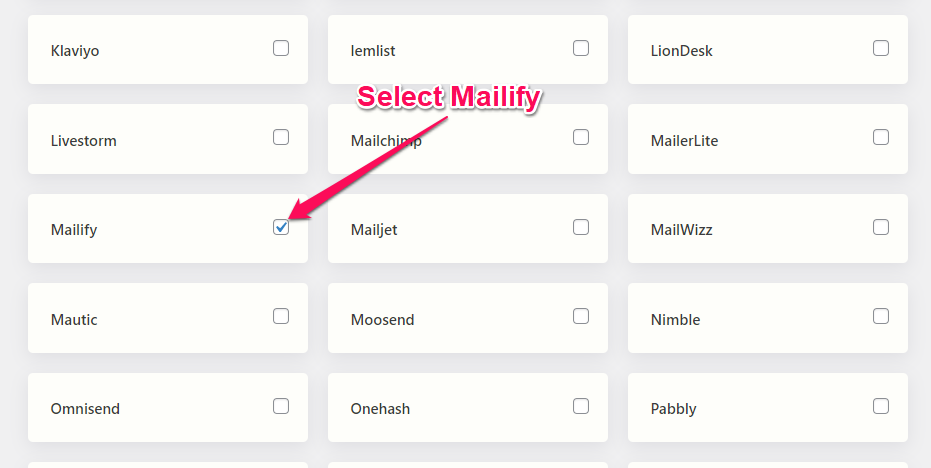 mailify settings