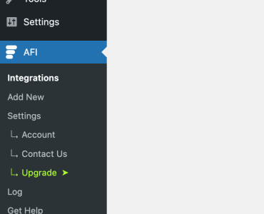 Advanced Form Integration plugin menu