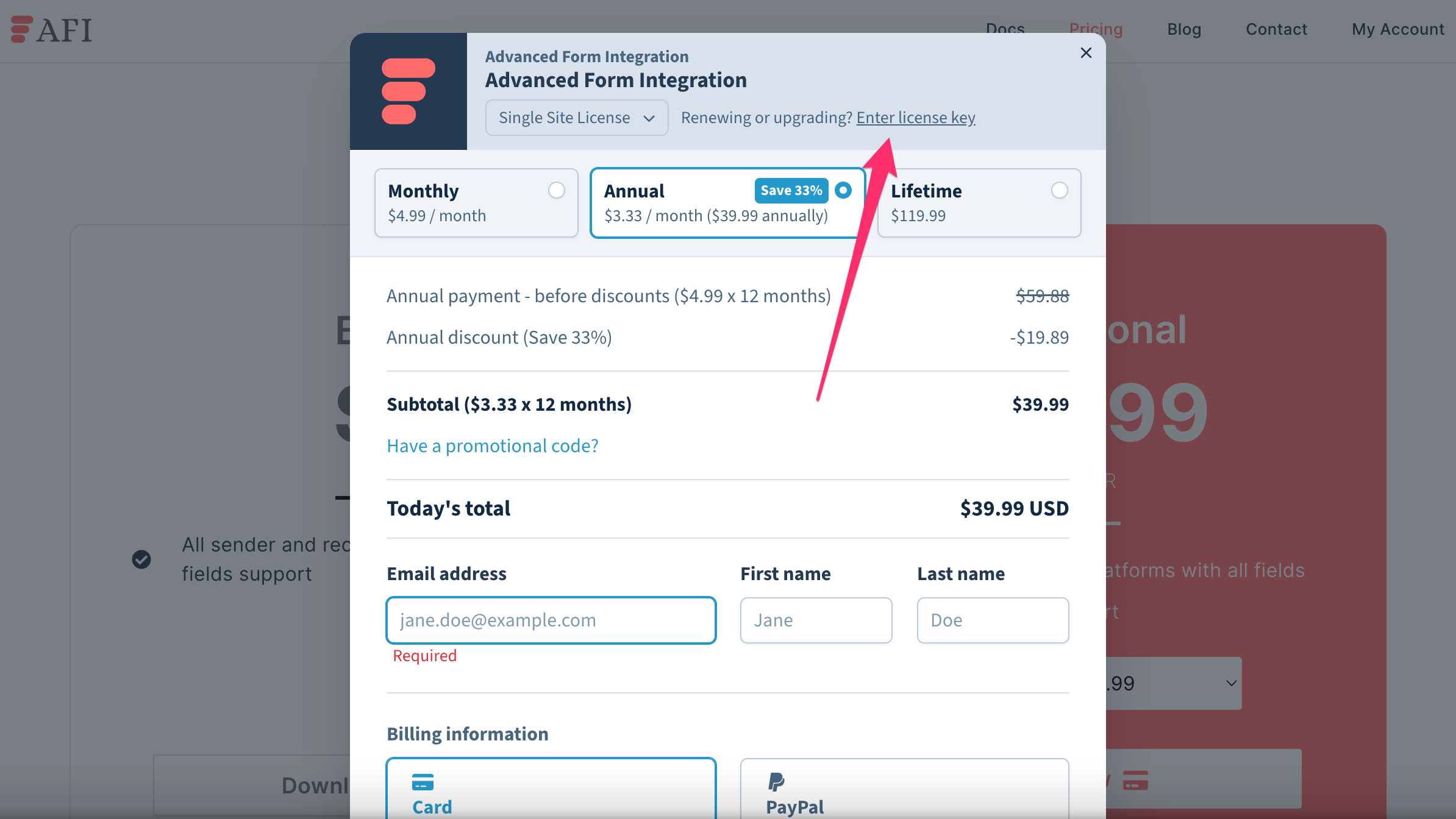 Advanced Form Integration plugin upgrade and downgrade