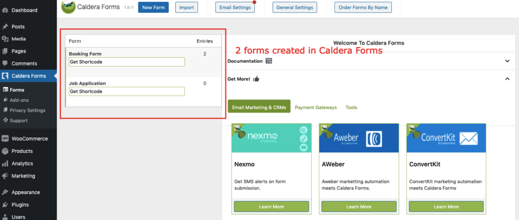 caldera forms - forms