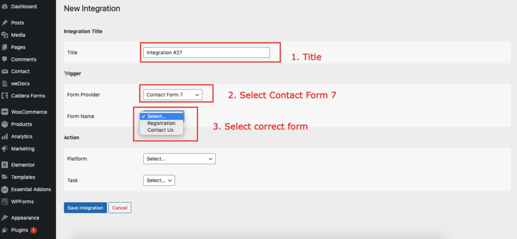 contact form 7 - form list