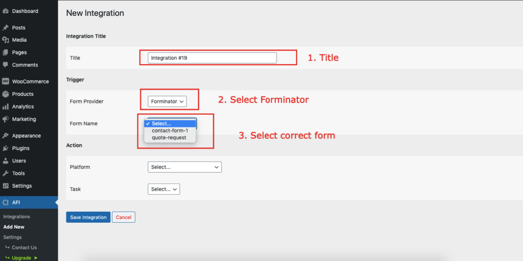 Request Plugin Integration Form