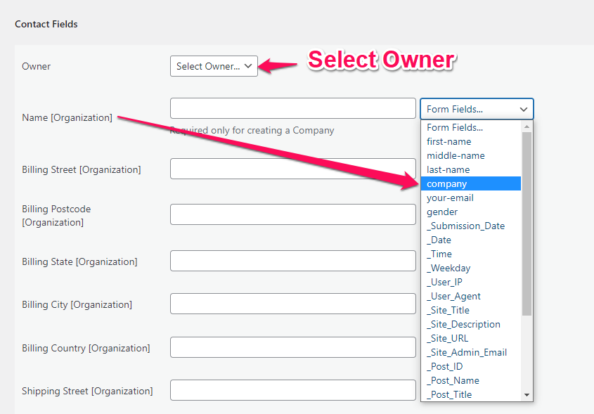 insightly crm map fields