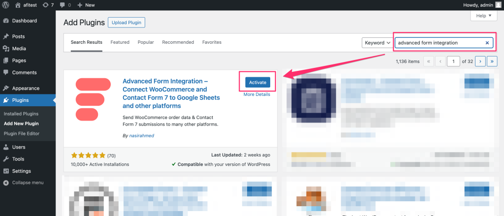 Install Advanced Form Integration plugin