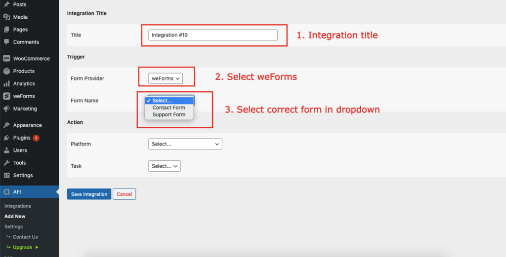 weforms - form list