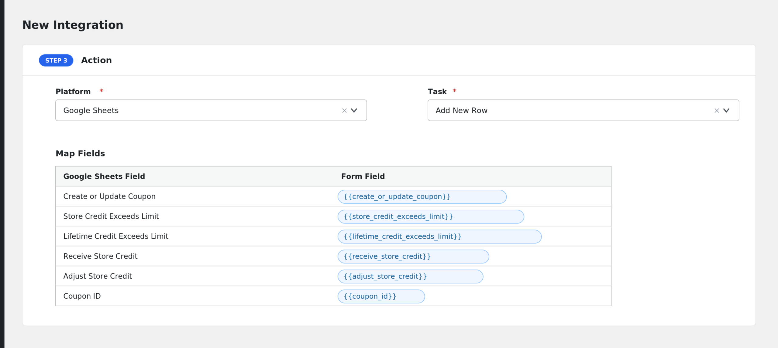 Advanced Coupons: field mapping in AFI
