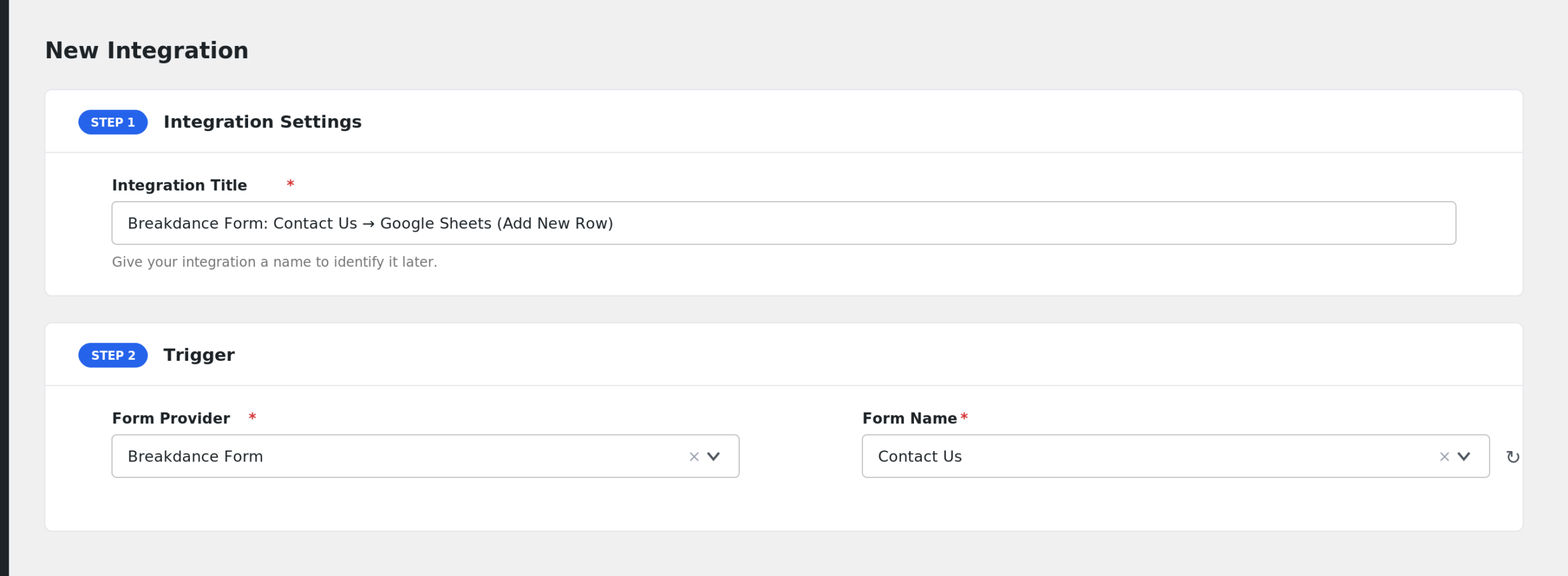 Breakdance Builder Form: creating the integration in AFI