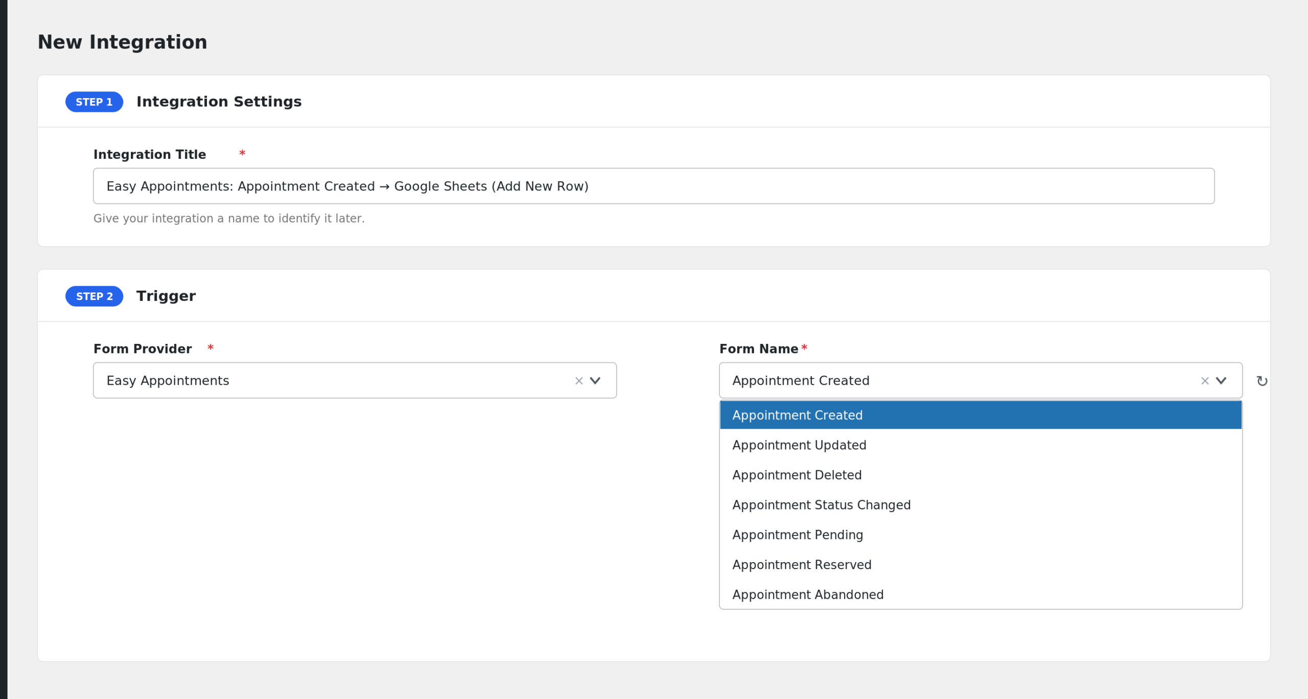 Easy Appointments: creating the integration in AFI